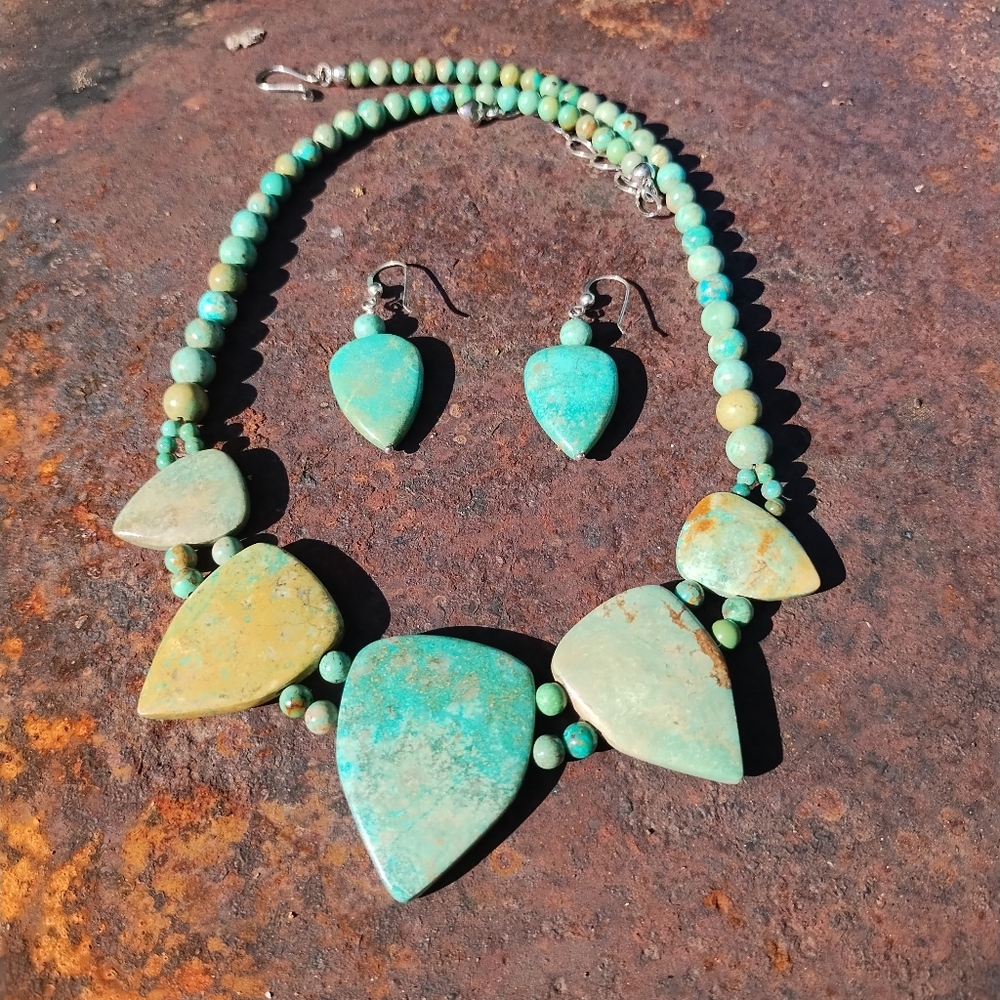 Jay King Azure Peaks Turquoise Necklace And Earrings Set 926 Sterling Silver.